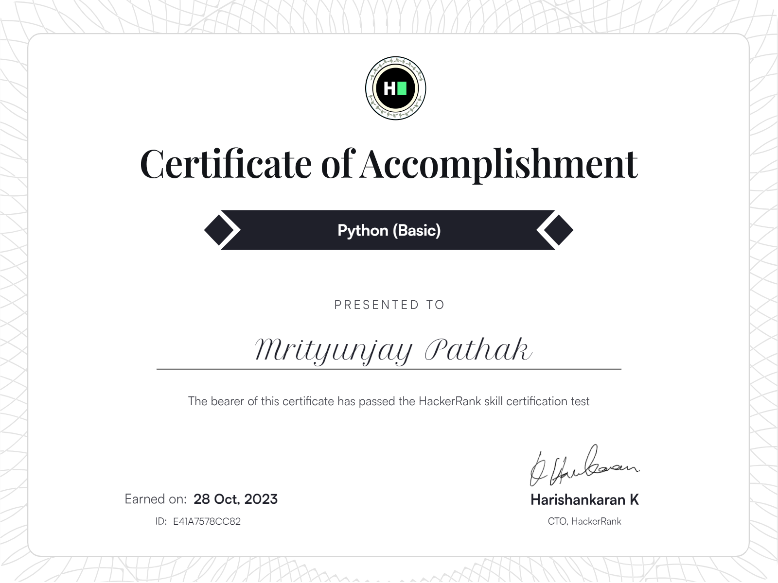 HackerRank Python Certificate