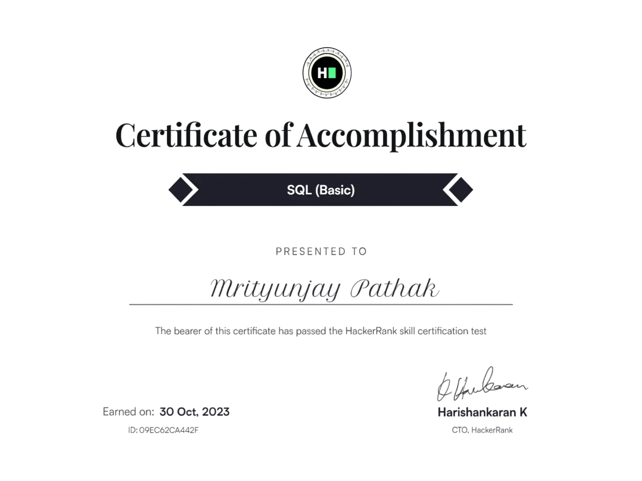HackerRank SQL Certificate
